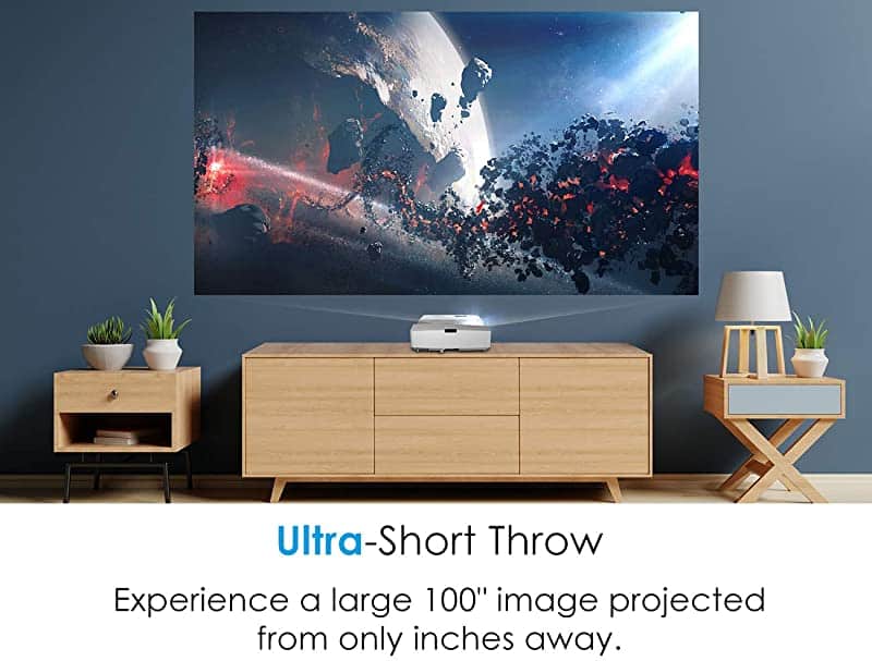 Optoma GT5600 Ultra Short Throw Gaming and Movie Projector, 3600 Lumens for Ambient Lighting, Easy Setup with Auto Keystone, 100-in Image from Only a Few Inches Away