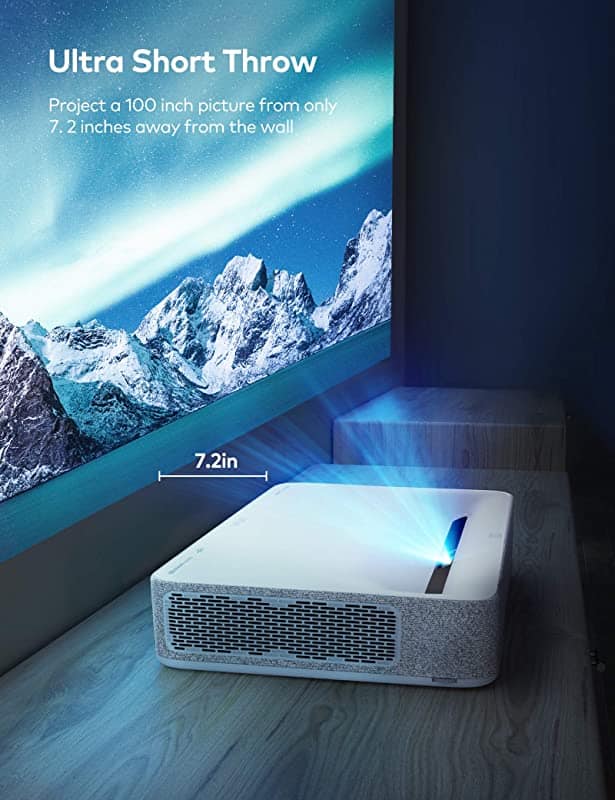 VAVA 4K UST Laser TV Home Theatre Projector | Bright 2500 ANSI Lumens | Ultra Short Throw | HDR10 | Built-in Harman Kardon Sound Bar | ALPD 3.0 | Smart Android System, White